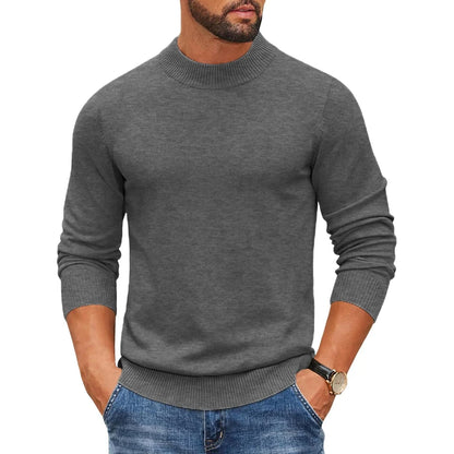 Men's Mock Turtleneck Ribbed Sweater - Heavyweight Slim Fit Warm Knit Pullover Casual Streetwear Top