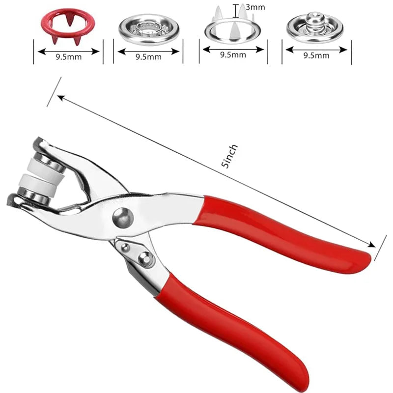 9.5mm Metal Hollow Five-Claw Snap Button — DIY Sewing & Craft Installation Tool for Clothes and Bags