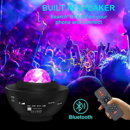 Colorful Starry Projector Galaxy Night Light – Child Bluetooth USB Music Player, Romantic Night Lamp, Perfect Gift