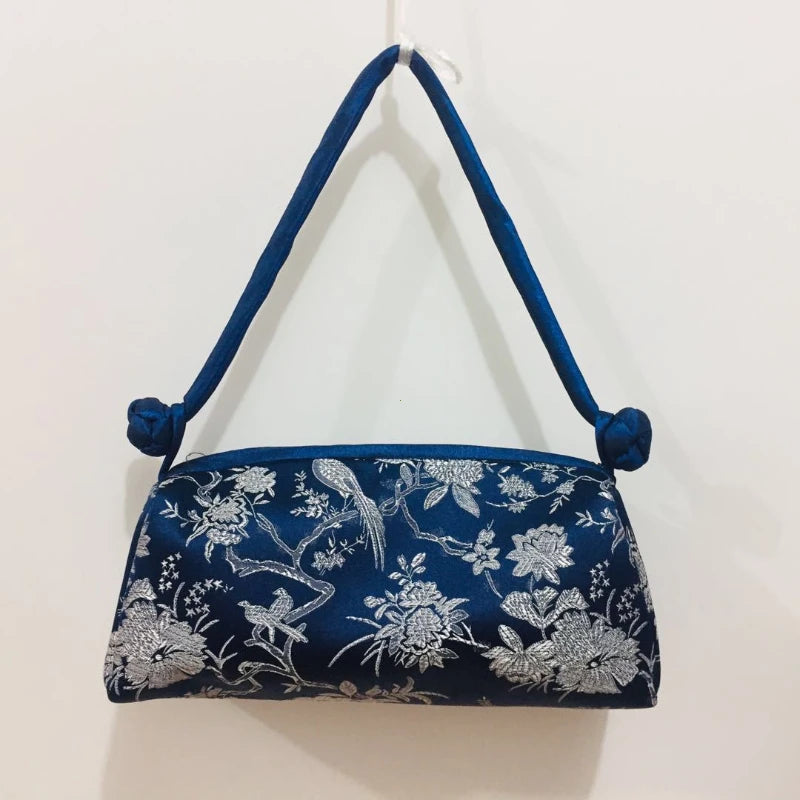 Luxury Silk Embroidered Women’s Handbag – Fashion Elegant Tote Clutch, Handmade Cosplay Style Evening Purse