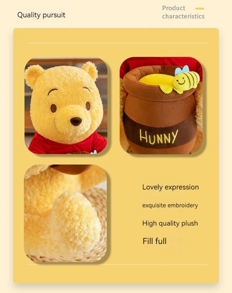 35–55cm Winnie the Pooh Plush Toy — Anime Disney Honey Jar Soft Stuffed Pooh Bear for Kids, Children, Kawaii Birthday Gift