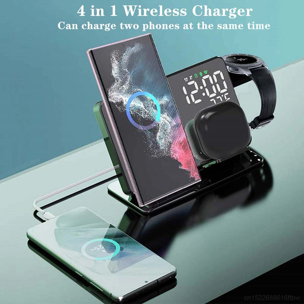 3-in-1 Wireless Charger: Fast Charging Station for Samsung Galaxy Watch 6/5 Pro, Galaxy S24/S23/S22 - Includes Alarm Clock Chargers Stand