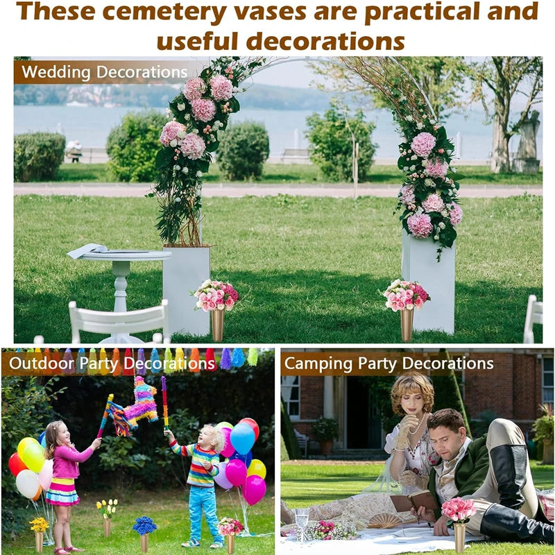 2/1PC Cemetery Vase with Spikes – Plastic Floral Vase Holder for Gravestone, Outdoor Flower Marker Decorations for Graves