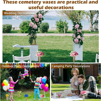 2/1PC Cemetery Vase with Spikes – Plastic Floral Vase Holder for Gravestone, Outdoor Flower Marker Decorations for Graves