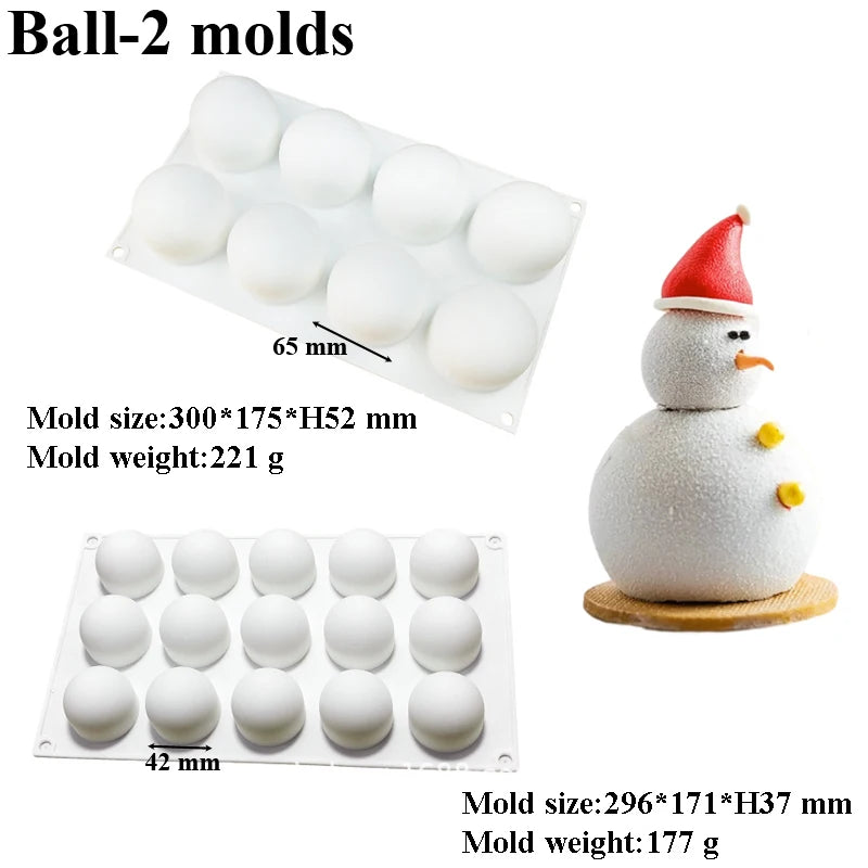 Christmas Silicone Cake Molds — Tree, Snowflake & Hat Shapes for Mousse, Chocolate & Holiday Baking