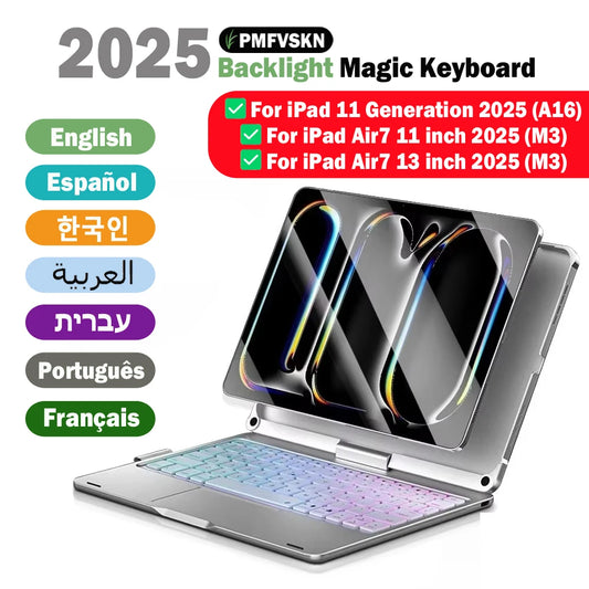 New Magic Keyboard Case for iPad — 360° Flip Backlit Keyboard for iPad 11th Gen A16, iPad Air 11/13-inch M3 2025
