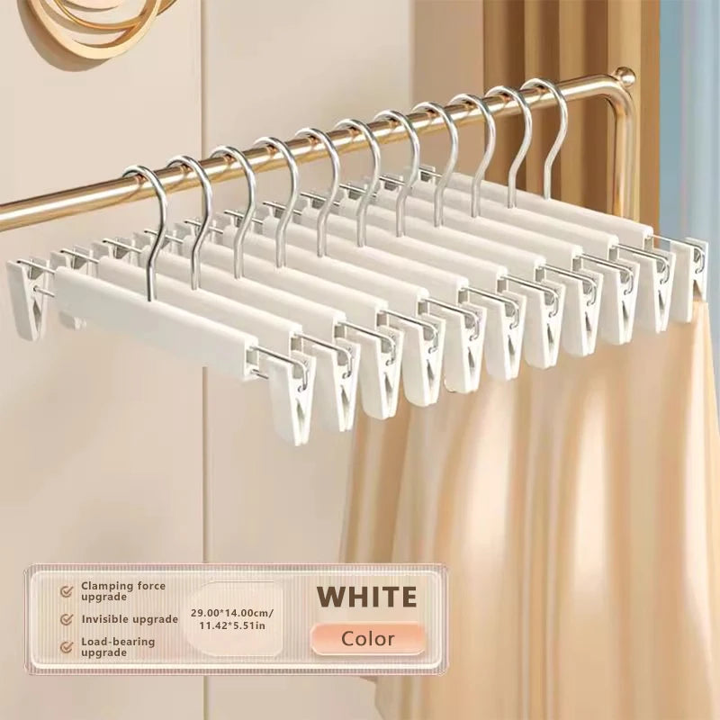 5PCS Adjustable Pants Hangers - Space Saving Anti Slip Metal Clips Rack for Skirts, Clothes, Socks & Lingerie Organizer