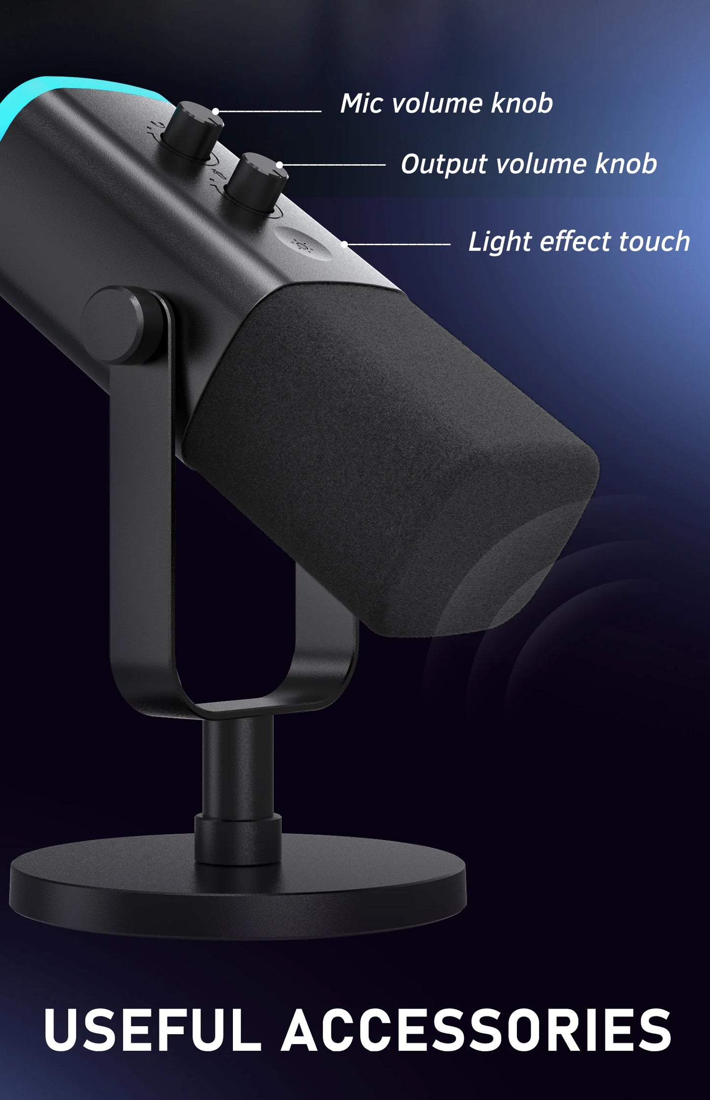 FIFINE AM8 USB/XLR Dynamic Microphone with Touch Mute, Headphone Jack & I/O Controls for PC, PS5/PS4, Gaming & Mixer