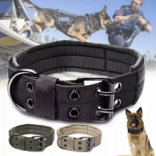 Adjustable Reflective Nylon Dog Collar – Heavy Duty Tactical Training Collar for German Shepherds