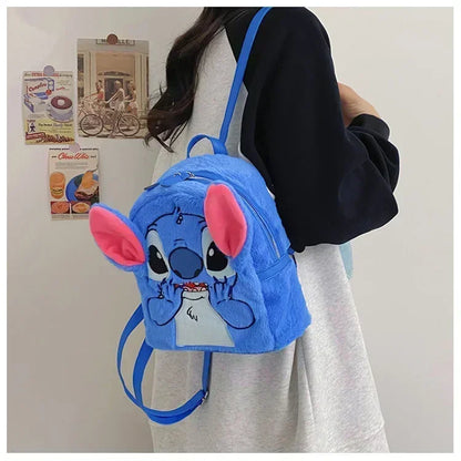 Disney Blue Stitch Plush Backpack – Large-Capacity Cartoon Bag for Kids & Kindergarten Gift