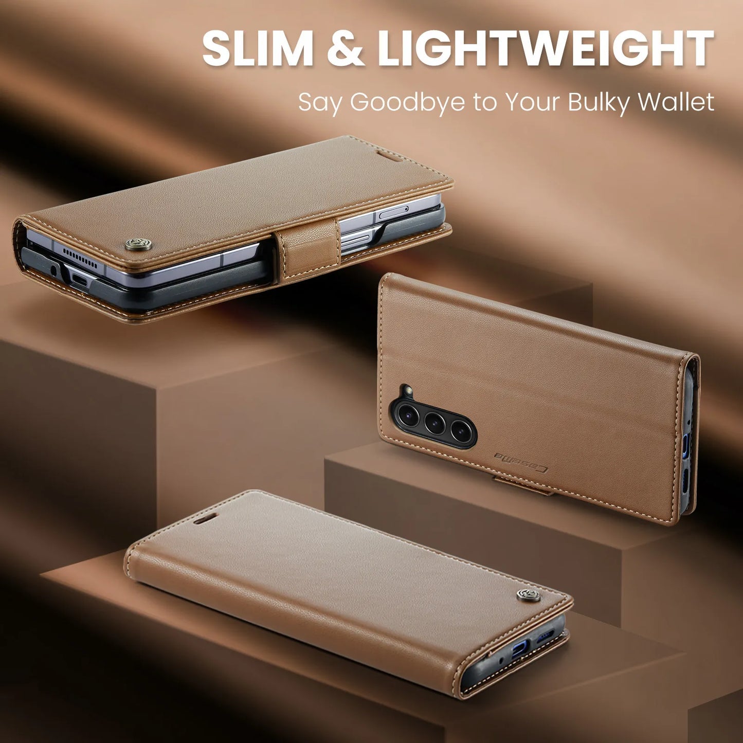 Magnetic PU Leather Phone Case for Samsung Galaxy Z Fold 7/6/5 — Fold6/5 5G Wallet Card Holder Shockproof Cover