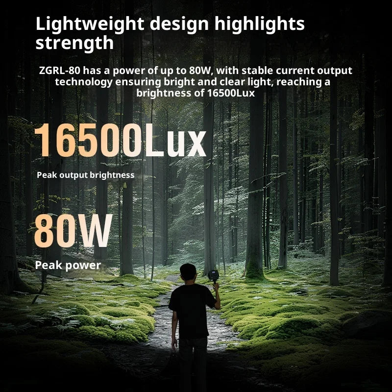 ZGRL80 80W COB Handheld Video Light - Powerful LED Continuous Lighting for Photo & Video