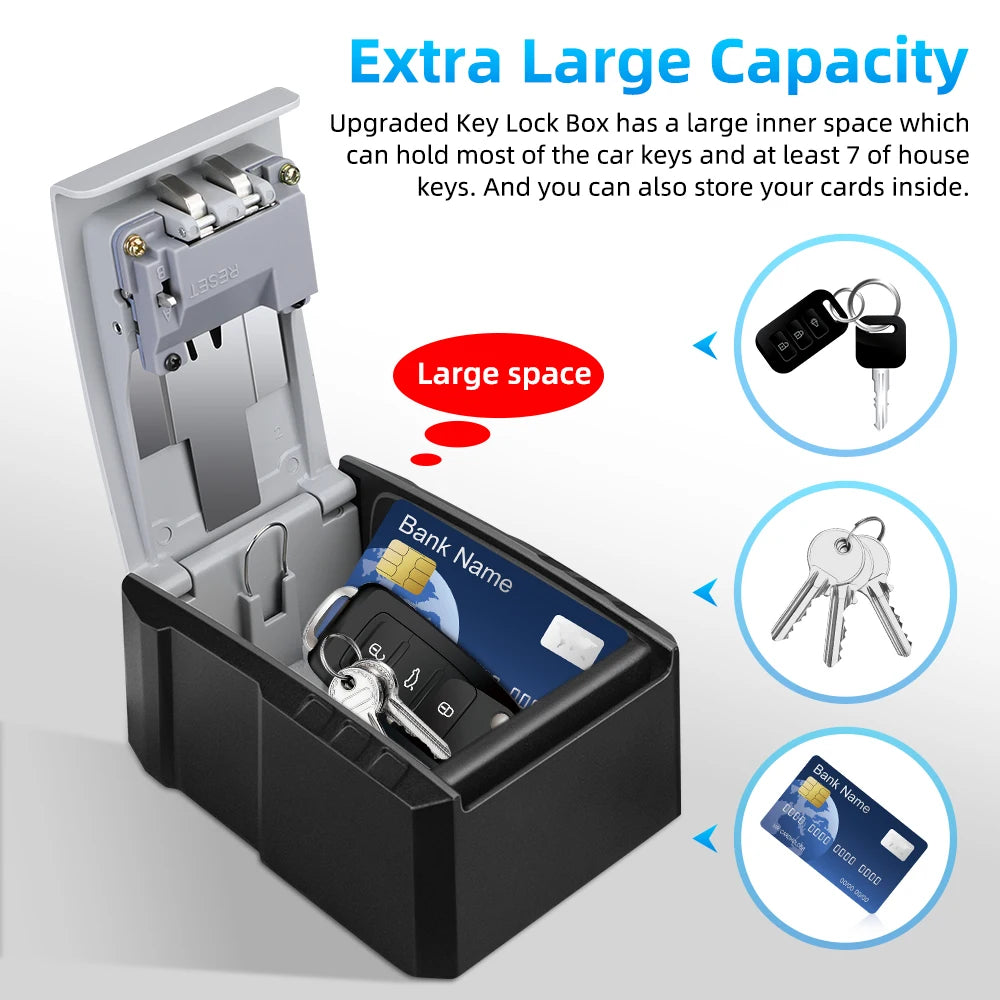 Camluxy Wall-Mounted Key Lock Box – Weatherproof 4-Digit Password Safe for Indoor & Outdoor Anti-Theft Key Storage