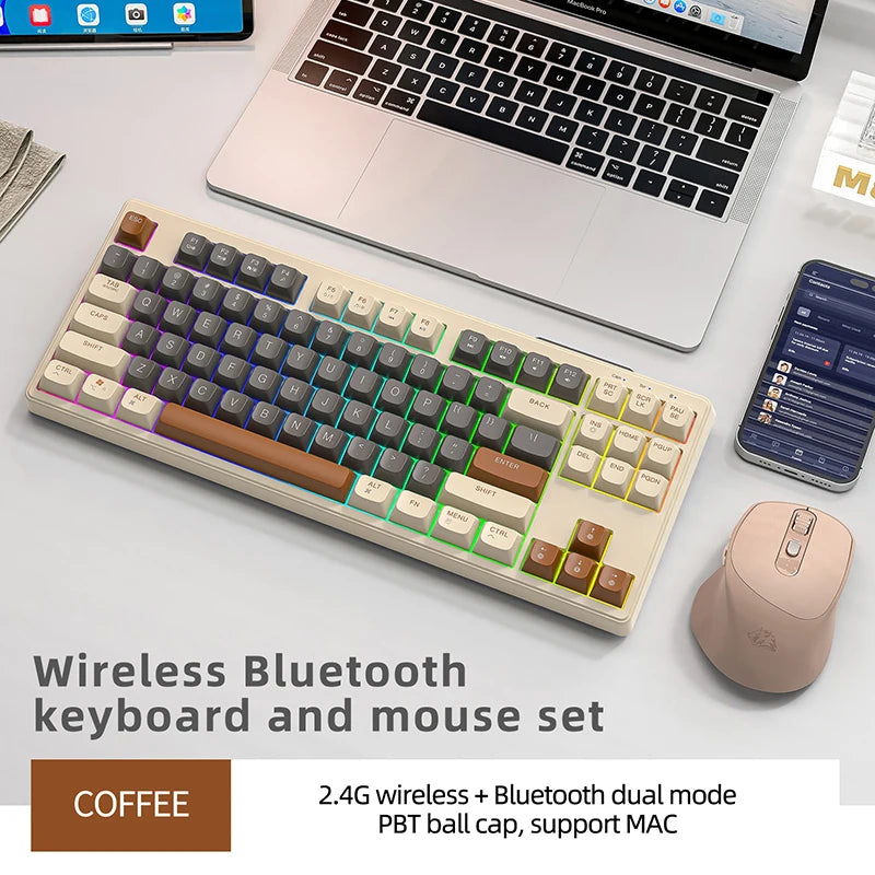 M87 Wireless 87-Key RGB Gaming Keyboard – Dual Mode Bluetooth with PBT Keycaps