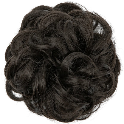 Synthetic Messy Hairpiece Chignon Scrunchie – Blonde & Brown Donut Bun for Women, Elastic Daily Use Hair Extension H9