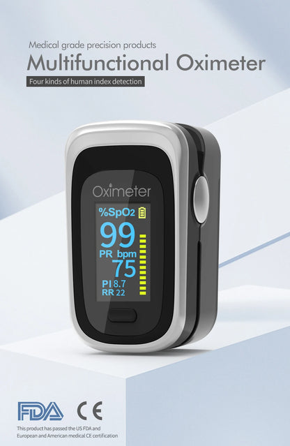 KIUZOU Finger Pulse Oximeter – SPO2, PR, PI, RR Blood Oxygen Saturation & Heart Rate Monitor, OLED Display