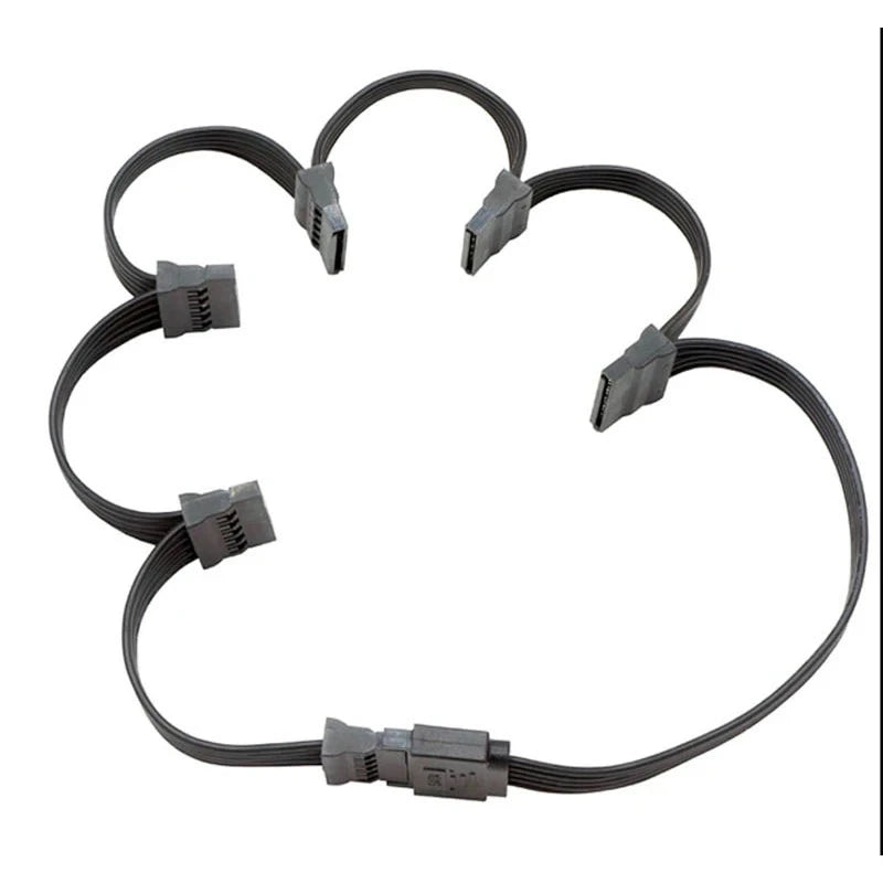 15-Pin SATA Power Splitter Cable - 1 Male to 3/4/5/6 Female Hard Drive Power Extension Adapter for DIY PC & Server