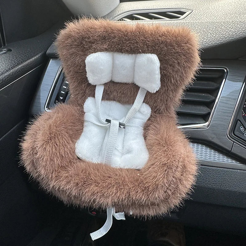 New 15-17cm Labubu Doll Safety Seat – Cute Doll Air Outlet Aromatherapy Decoration for Car Interior