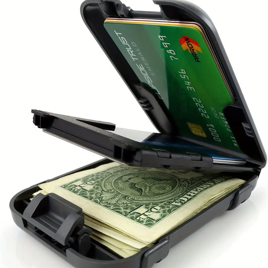 Ultra-Thin Aluminum RFID Blocking Wallet - Minimalist Metal Wallet for Men with Cash Clip and Credit Card Holder