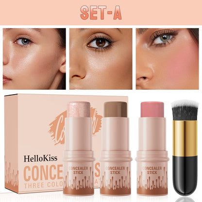Contour Stick Set – Natural Matte Finish Highlighters & Shadow, Waterproof V-Face Shaping Contour Wand for Face Makeup