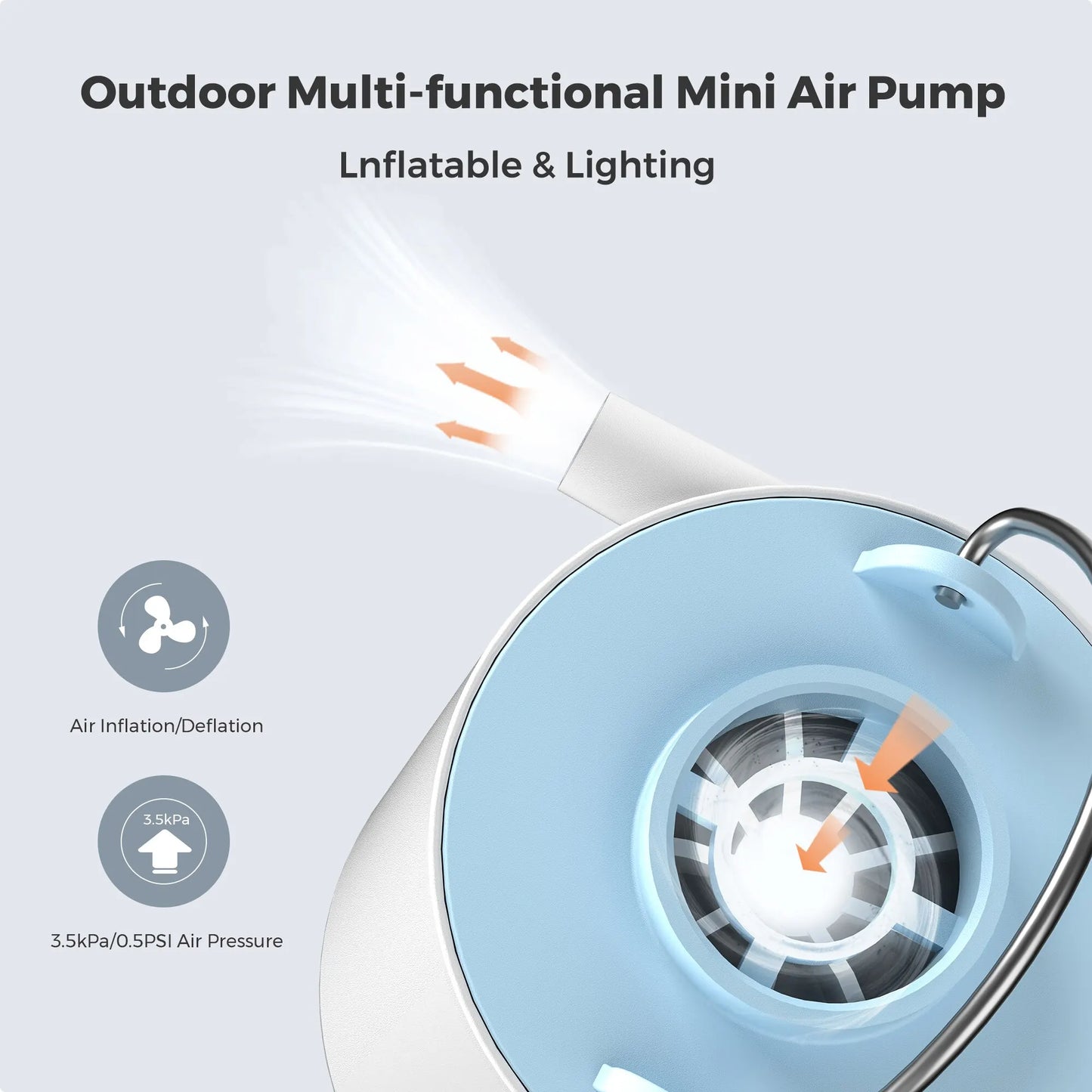 FLEXTAILGEAR Tiny Pump X – Portable Air Pump for Camping, Rechargeable Outdoor Gadget for Hiking, Floating, and Lighting