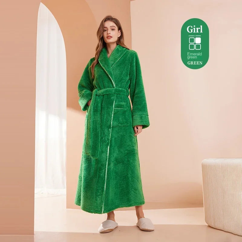 2025 Autumn Winter Cotton Robe – Thick Comfortable Large-Size Bathrobe for Men & Women, Luxury Couple Pajamas