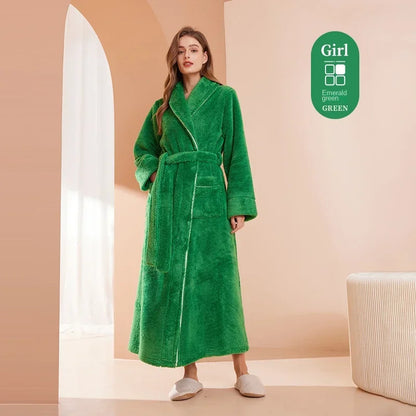 2025 Autumn Winter Cotton Robe – Thick Comfortable Large-Size Bathrobe for Men & Women, Luxury Couple Pajamas