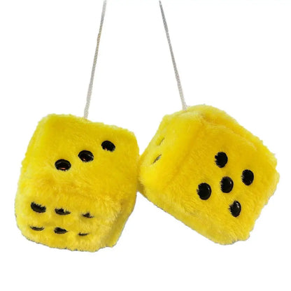 Long Hair Hot Stamping Dot Dice Plush Toy Cube – Anime Car Ornament & Decoration Pendant Accessory