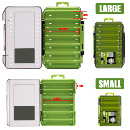 Fishing Tackle Box – 14 Compartment Double-Sided Storage Case for Lures, Hooks & Accessories, Fishing Tool Organizer