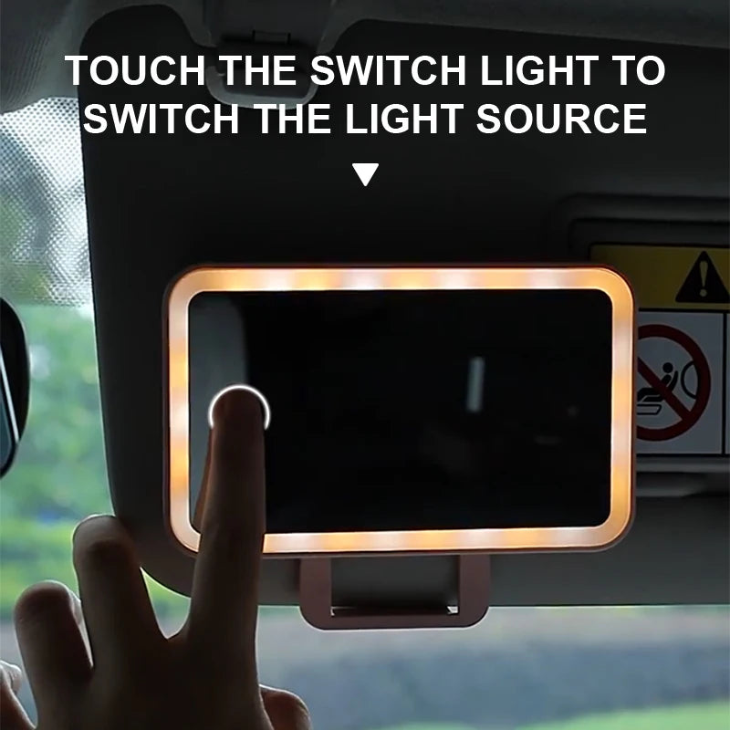 SEAMETAL Rechargeable LED Makeup Mirror : Car Interior Sun Visor Plate for Girls & Women - Universal Vanity Mirror with Fill Light