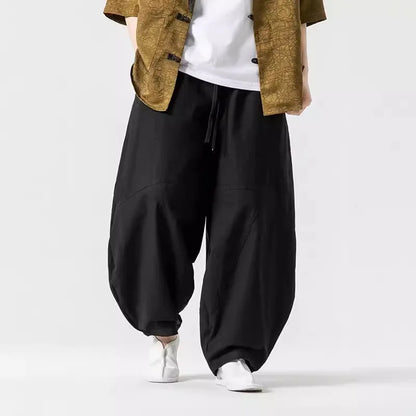 Men’s Spring Loose Harem Pants – Linen Oversized Sweatpants, High-Quality Casual Brand Trousers