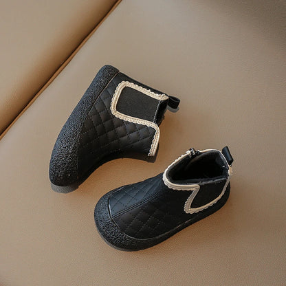 Autumn Winter Baby Girls Boots — Waterproof, Windproof, Non-Slip Plush Ankle Shoes for Kids