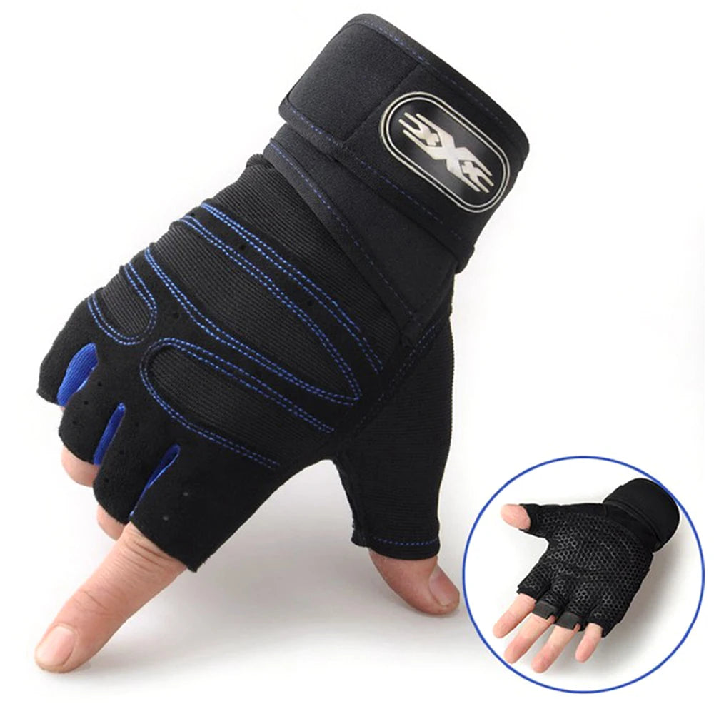 Heavyweight Gym Training Gloves — Men & Women Half-Finger Non-Slip Weightlifting Gloves with Wrist Support
