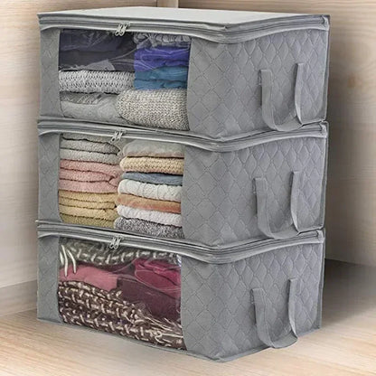 Large Capacity Foldable Clothing Storage Box — Non-Woven Fabric Organizer with Zipper for Quilts and Clothes