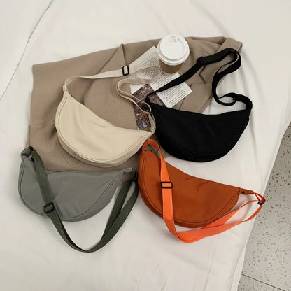 Upgraded Women's Messenger Bag – Simple Design Nylon Hobo, Small Vintage Shoulder Purse & Cloth Handbag