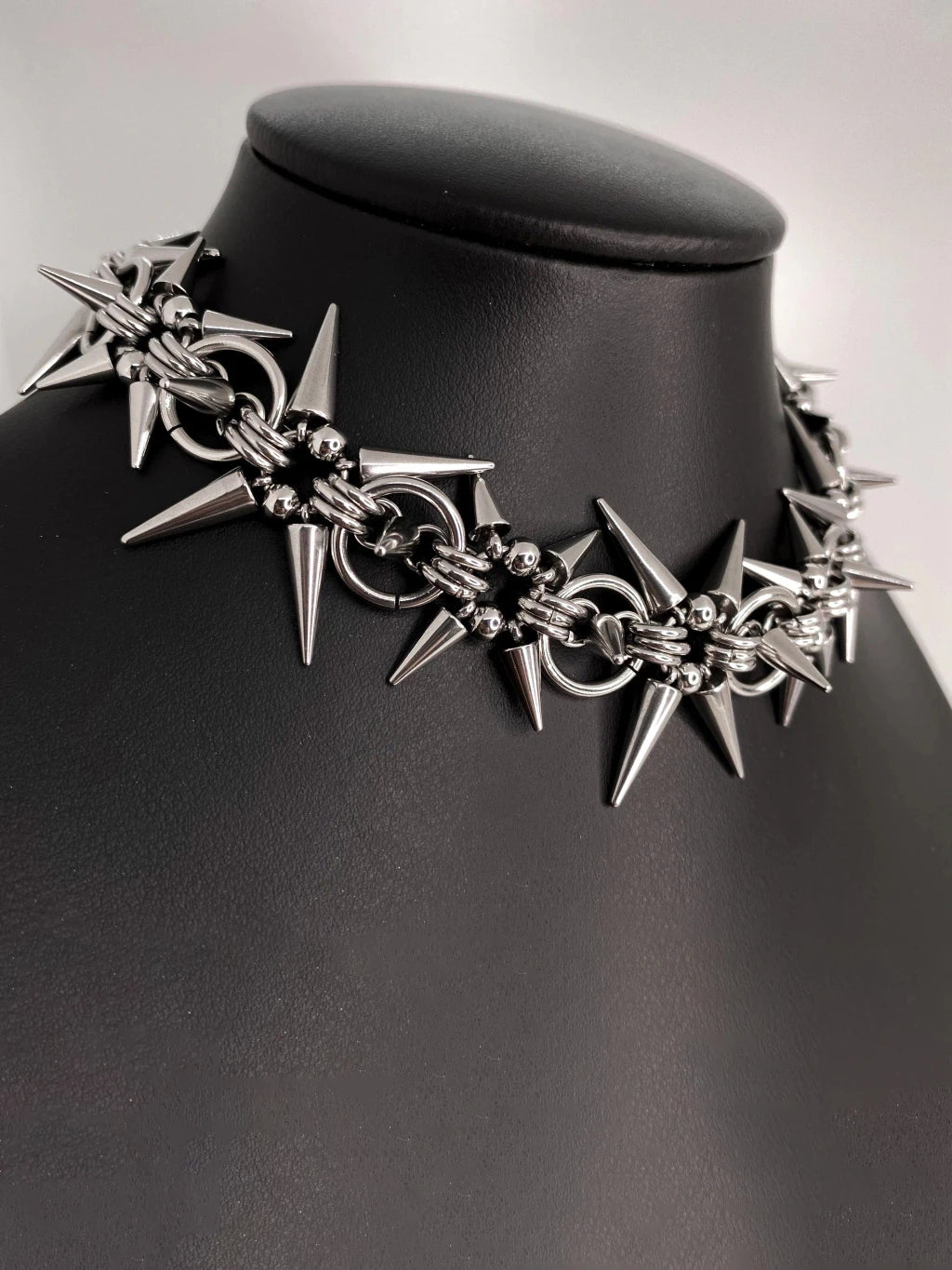 Punk Grunge Rivet Chain Earrings & Geometric Necklace – Handmade Goth Hip Hop Jewelry