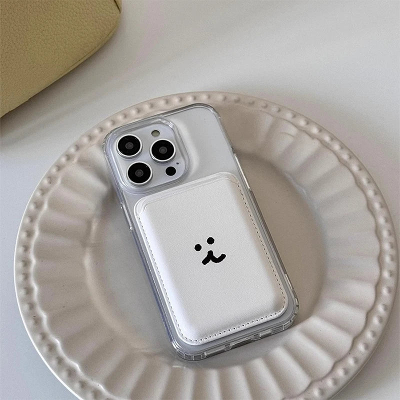 Cute Dog Cartoon Magnetic Phone Card Holder – Back Case Wallet for iPhone 15/14 with MagSafe Slot for ID & Bank Cards