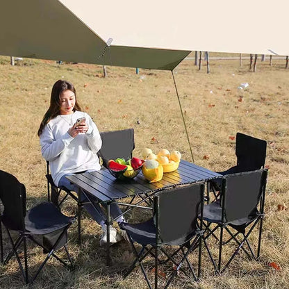 Outdoor Folding Long Table – Portable Storage Camping Desk with Net Bag, Easy Install, Lightweight & Stable
