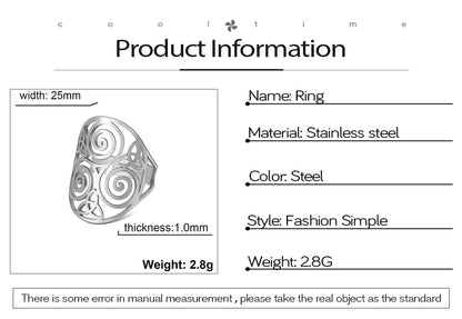 Triskelion Amulet Adjustable Ring – Celtic Knot Stainless Steel Ring for Men & Women, Wicca Vintage Jewelry Gift