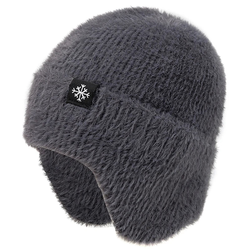 Women’s Earflap Winter Hat – Candy Color Faux Fur Knit Beanie, Kpop Style Streetwear Cap