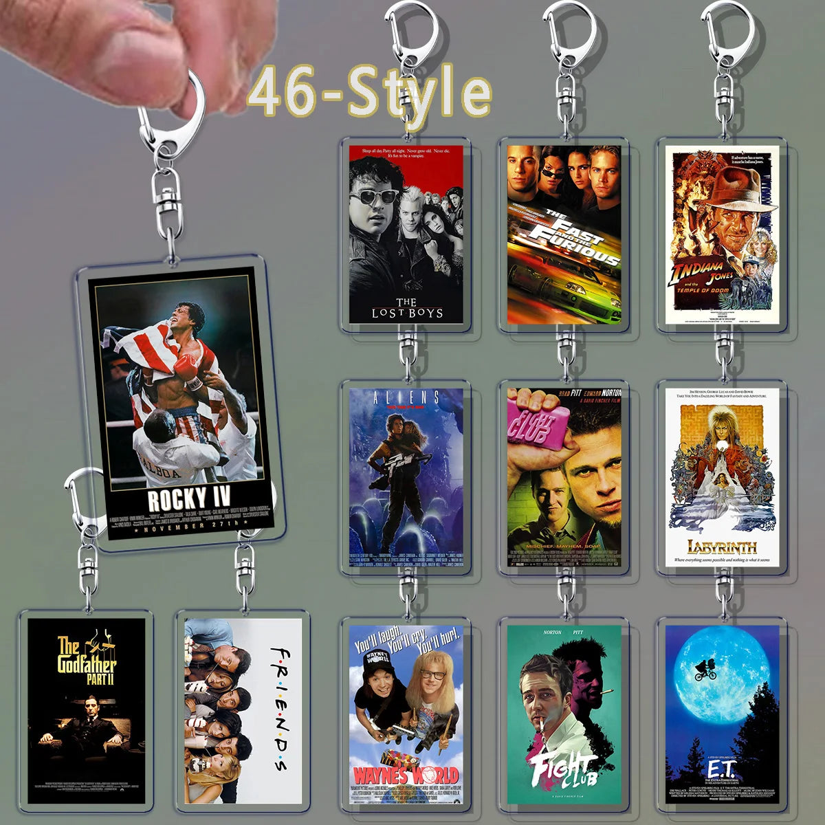 Classic Movie Keychains – Jaws, Fight Club, Avatar Pendant Key Rings for Bags & Fan Gifts