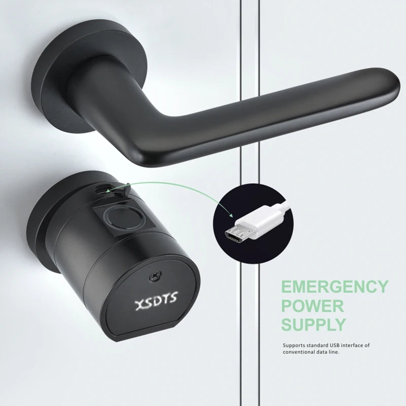 Tuya App Fingerprint Cylinder Smart Door Lock – Electronic Keypad, Key Card & Remote Control for Home & Apartment