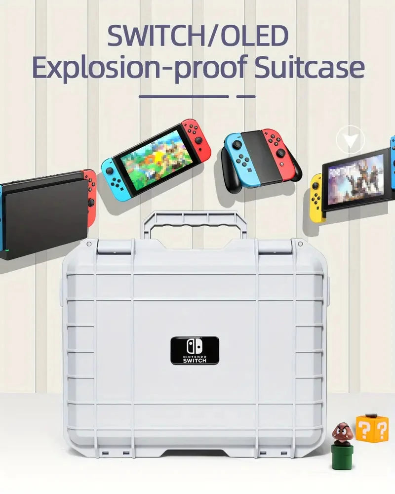 Explosion-Proof Hard EVA Suitcase for Nintendo Switch OLED - Waterproof Storage Bag with Shoulder Strap