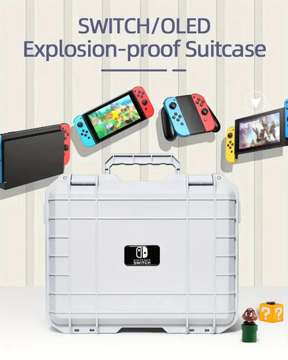 Explosion-Proof Hard EVA Suitcase for Nintendo Switch OLED - Waterproof Storage Bag with Shoulder Strap