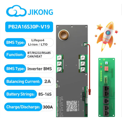 JK BMS V19 16S 48V 200A Battery Management System - PB2A16S20P Active Balancer for LiFePO4, Li-Ion & LTO Batteries