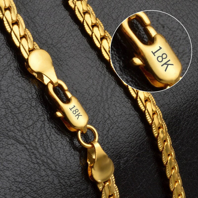 18K Gold/Silver 6mm Full Sideways Necklace – 8/18/20/24 Inch Chain for Women & Men, Fashion Wedding & Engagement Jewelry