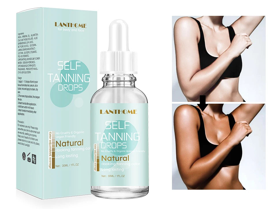 30ml Self-Tanning Drops — Natural-Looking Sunless Body Tanner Lotion for Skin Care