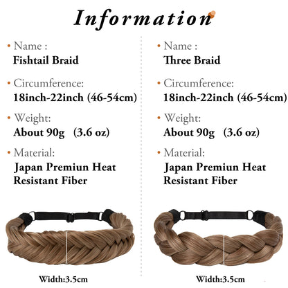 Bohemian Style Synthetic Fishtail Braided Headband with Adjustable Belt - SARLA Women's Hairpiece for Stylish Hairstyles