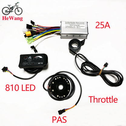 Brushless Motor Controller Kit - 24V/36V/48V 350W-500W E-Bike Sine Wave Controller with S810 LCD Display