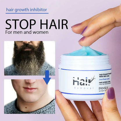 50g Hair Removal Cream - Permanent Hair Growth Inhibitor for Beard, Legs, Body & Armpits - Painless Depilatory Cream
